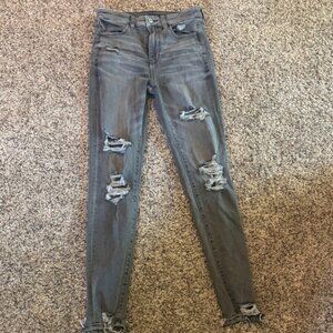 American Eagle Women's Distressed Gray Jeans